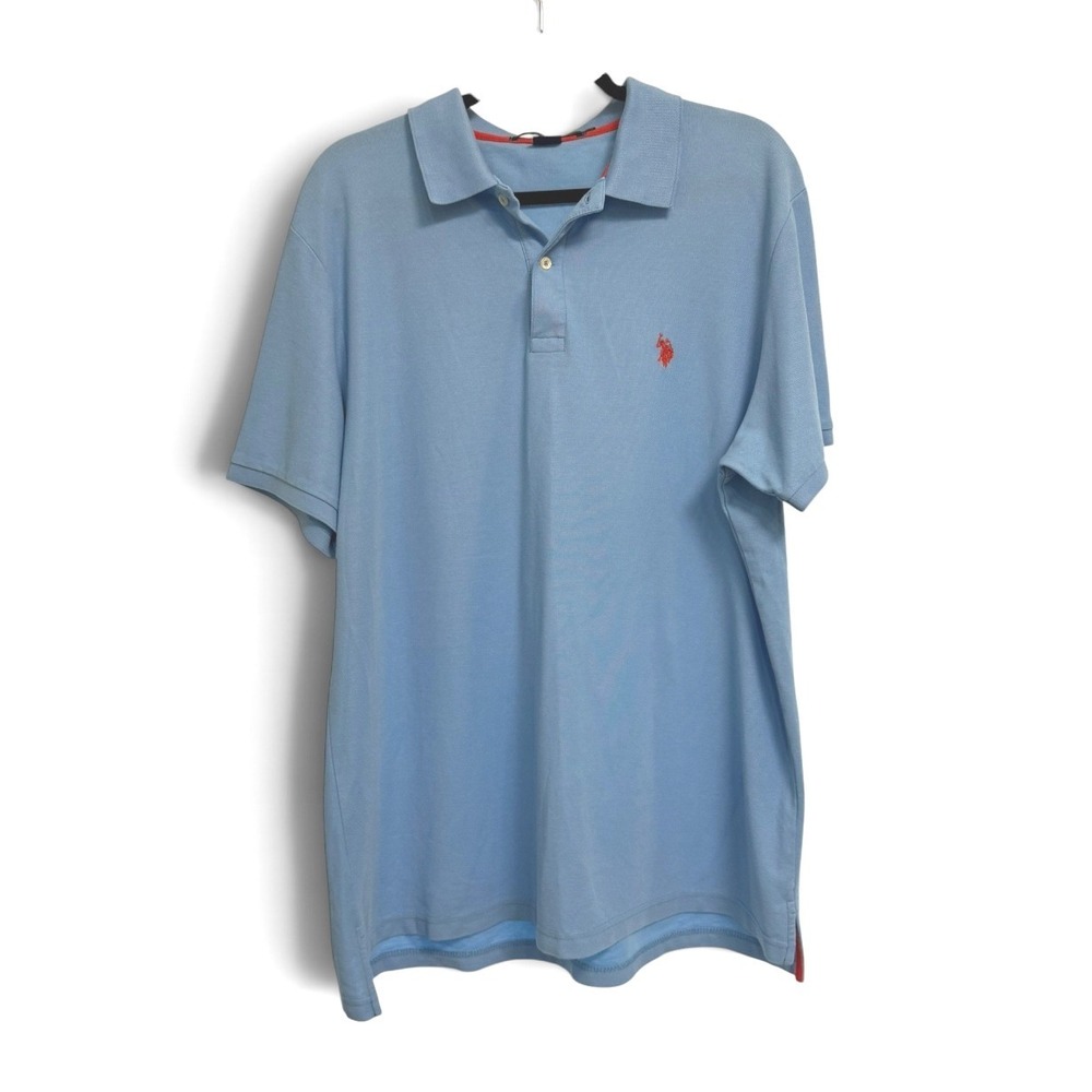 US Polo Assn Mens XL Light Blue Ultimate Pique Short Sleeve Polo Shirt 11879929